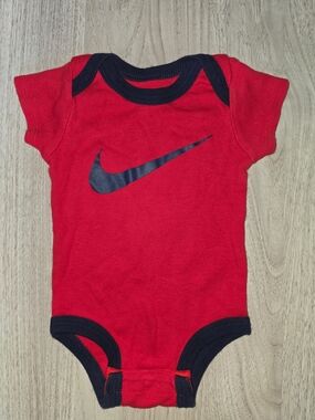 Nike Red and Blue Infant One-Piece Bodysuit with Swoosh